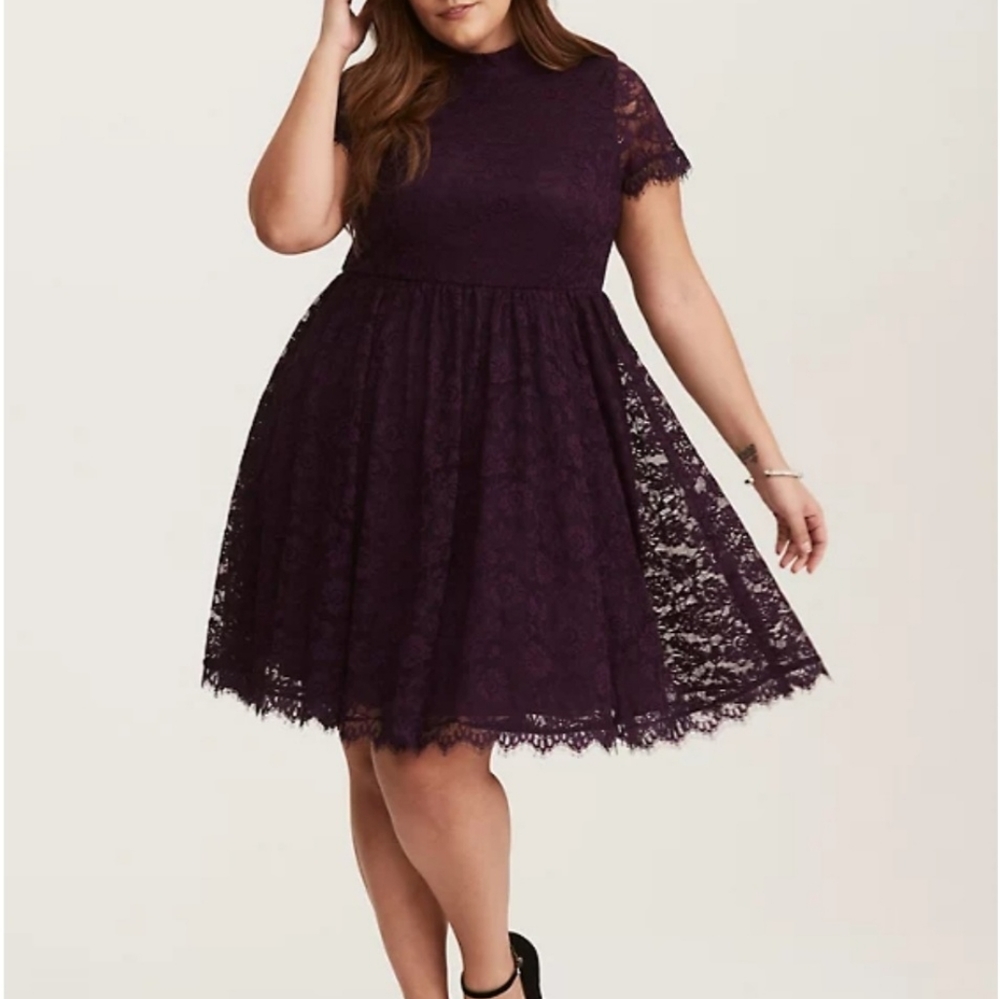 Torrid High Neck Lace Skater Dress